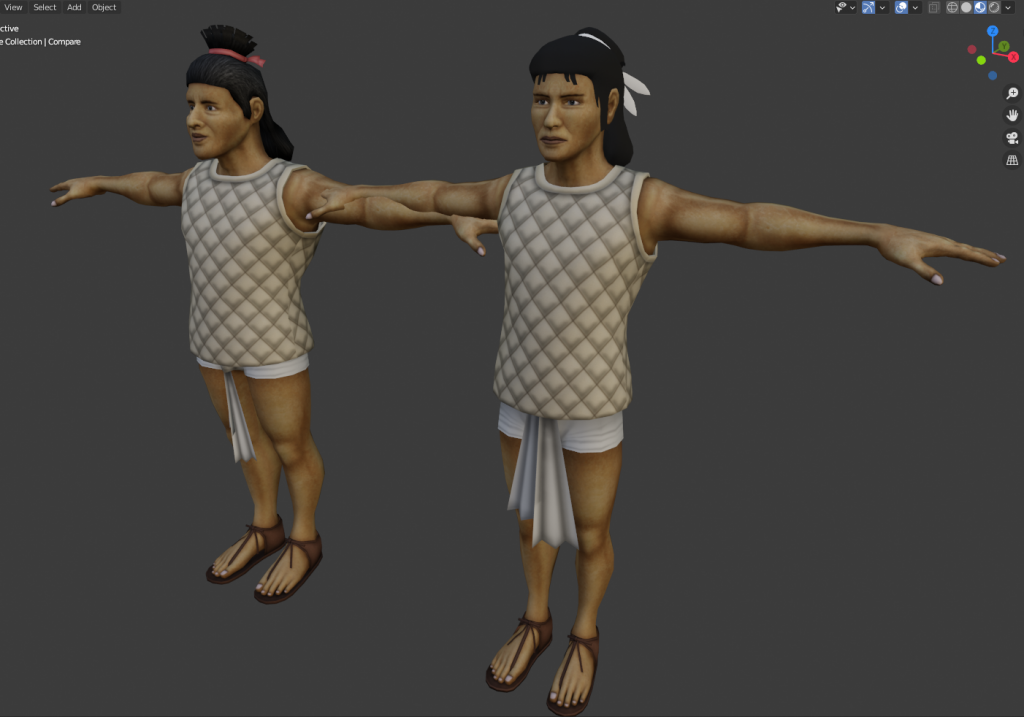 Screenshot of 3D models of indigenous people. 