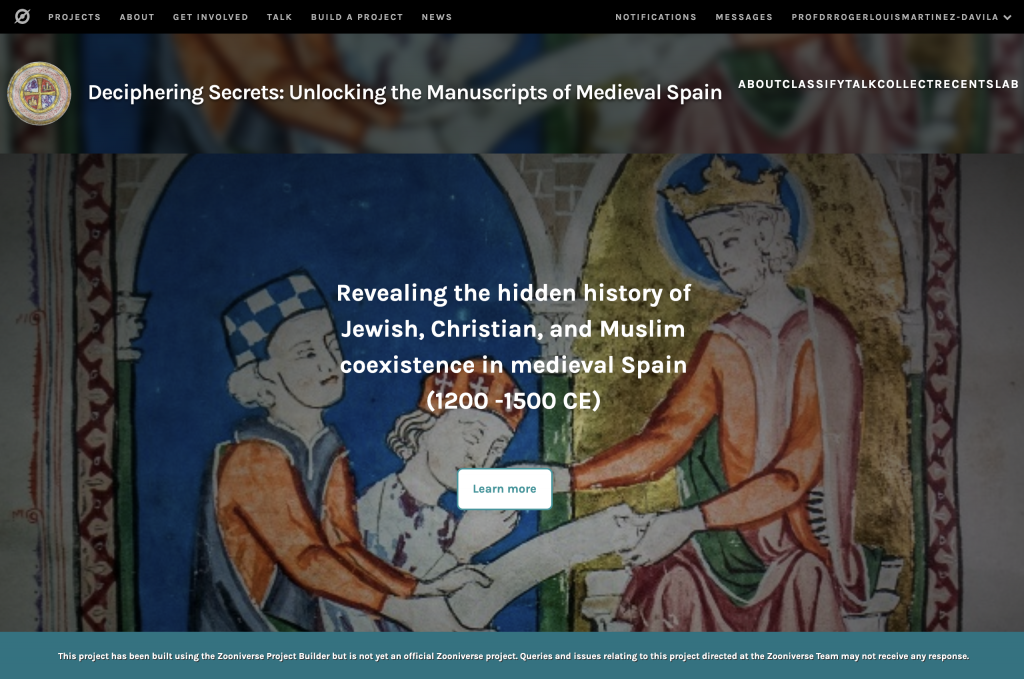 Screenshot of manuscripts portal. 